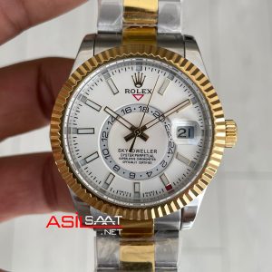 Rolex Sky Dweller Beyaz 336933 Oyster Two Tone Gold 42mm Swiss ETA Saat