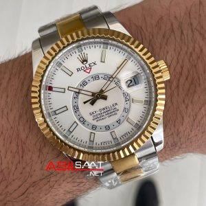 Rolex Sky Dweller Beyaz 336933 Oyster Two Tone Gold 42mm Swiss ETA Saat