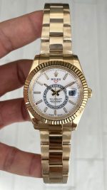 Rolex Sky Dweller Beyaz 336938 Oyster Gold 42mm Replika Saat