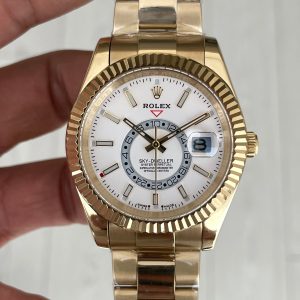 Rolex Sky Dweller Beyaz 336938 Oyster Gold 42mm Replika Saat