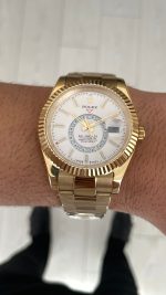 Rolex Sky Dweller Beyaz 336938 Oyster Gold 42mm Replika Saat