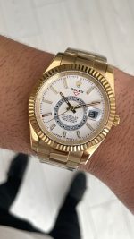 Rolex Sky Dweller Beyaz 336938 Oyster Gold 42mm Replika Saat