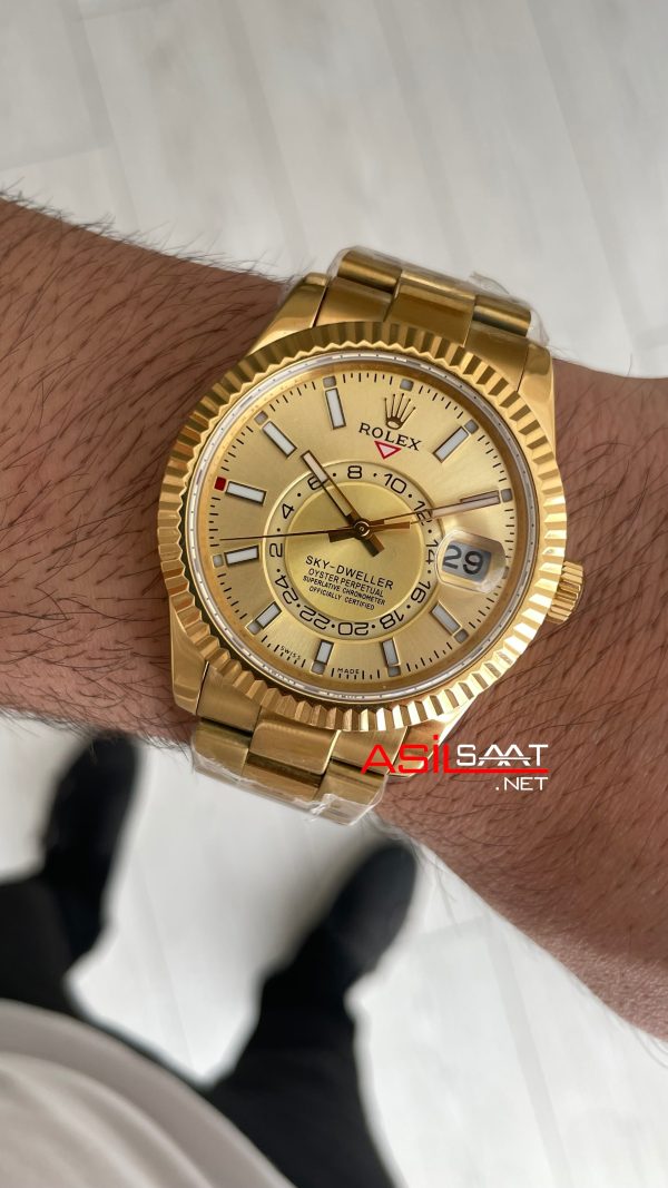 Rolex Sky Dweller Champagne 336938 Oyster Gold 42mm Swiss ETA Saat