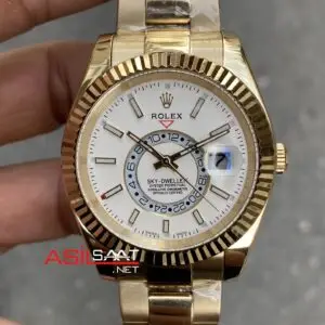 Rolex Sky Dweller Gold 336938 Beyaz Replika Saat