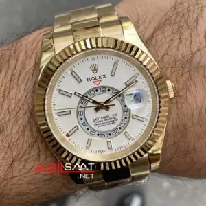 Rolex Sky Dweller Gold 336938 Beyaz Replika Saat
