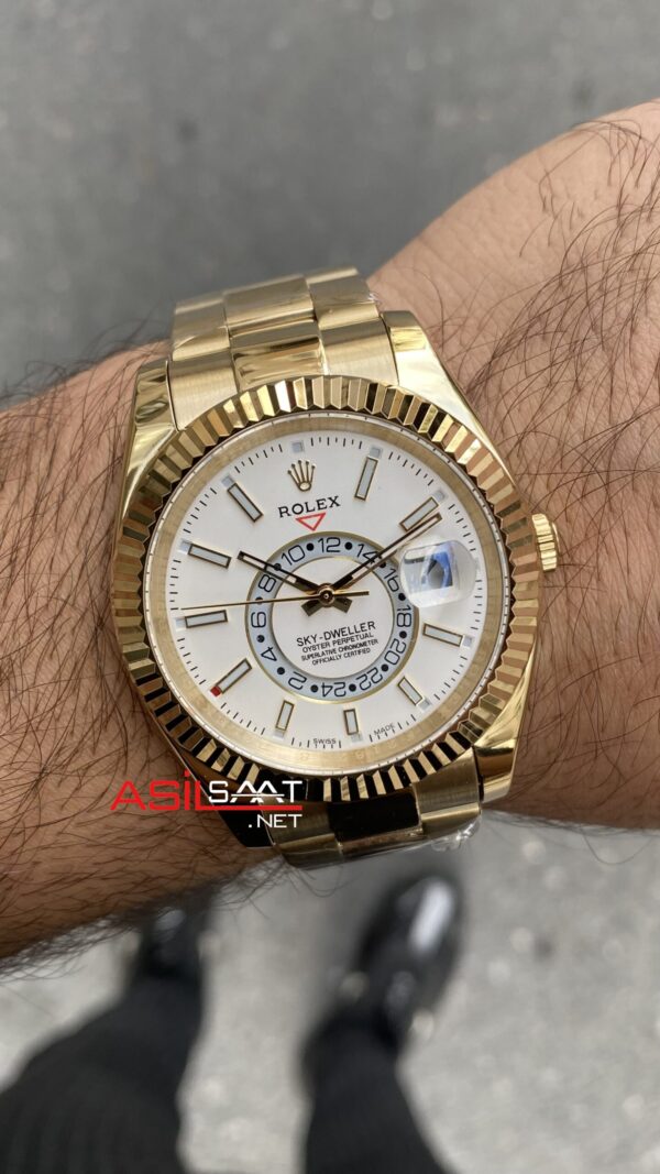 Rolex Sky Dweller Gold 336938 Beyaz Replika Saat
