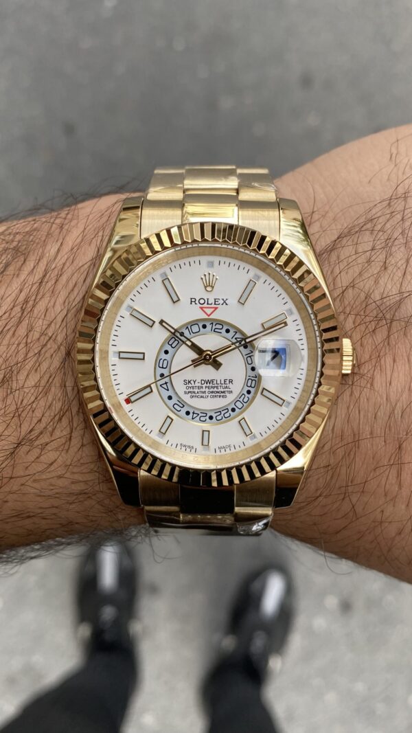Rolex Sky Dweller Gold 336938 Beyaz Replika Saat