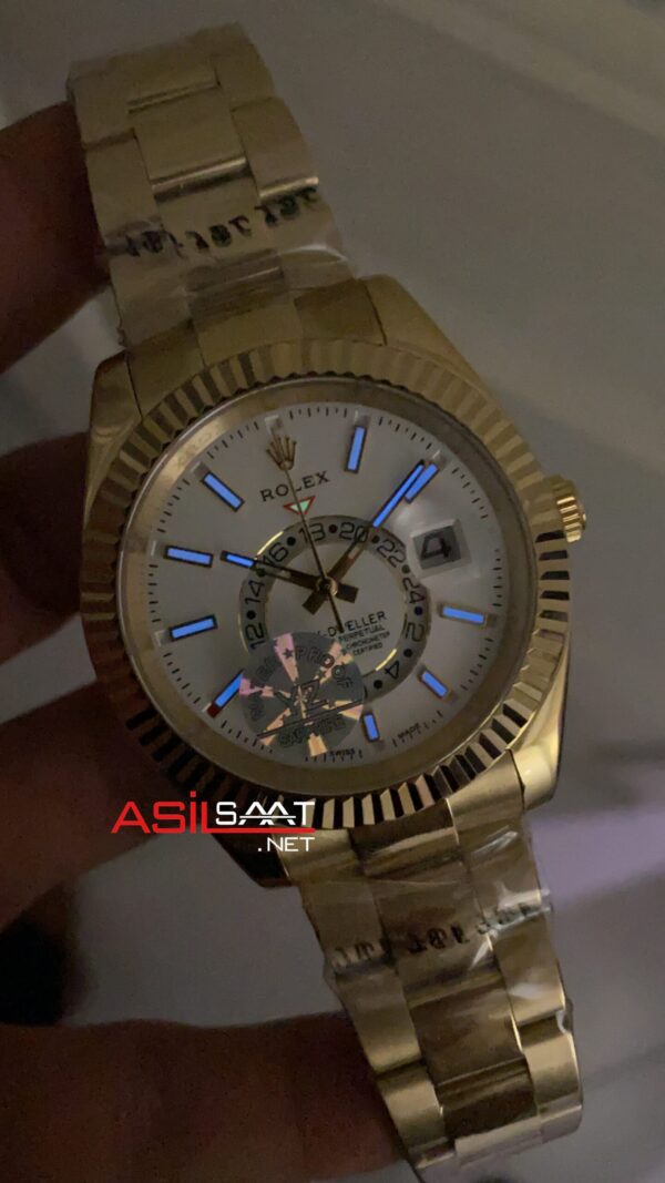 Rolex Sky Dweller Gold 336938 Beyaz Replika Saat