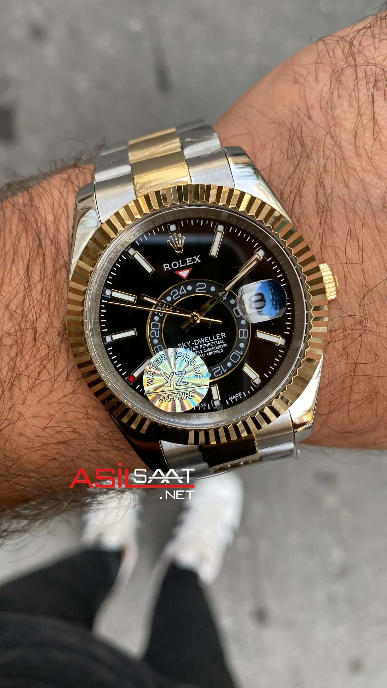 Rolex Sky Dweller Oyster Siyah Kadran 42 mm 326933 Silver Gold Replika Saat ROLSKY006