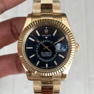Rolex Sky Dweller Siyah 336938 Oyster Gold 42mm Replika Saat