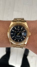 Rolex Sky Dweller Siyah 336938 Oyster Gold 42mm Replika Saat