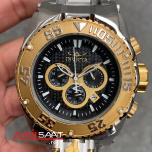 Invicta Magnum Diver Bolt Zeus Chronograph Siyah Kadran 31444 Silver Gold Replika Saat IMA025