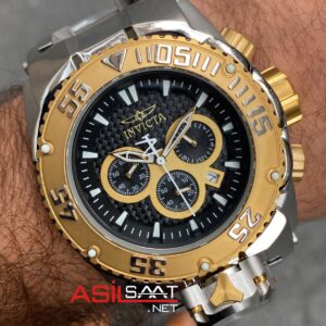 Invicta Magnum Diver Bolt Zeus Chronograph Siyah Kadran 31444 Silver Gold Replika Saat IMA025