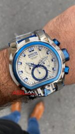 Invicta Magnum Reserve Zeus Bolt Beyaz Kadran 52 mm 20112 Blue Replika Saat IMA002