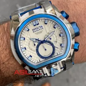 Invicta Magnum Reserve Zeus Bolt Beyaz Kadran 52 mm 20112 Blue Replika Saat IMA002
