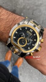 Invicta Magnum Reserve Zeus Bolt Chronograph Siyah Kadran 52 mm Silver Gold Replika Saat IMA004