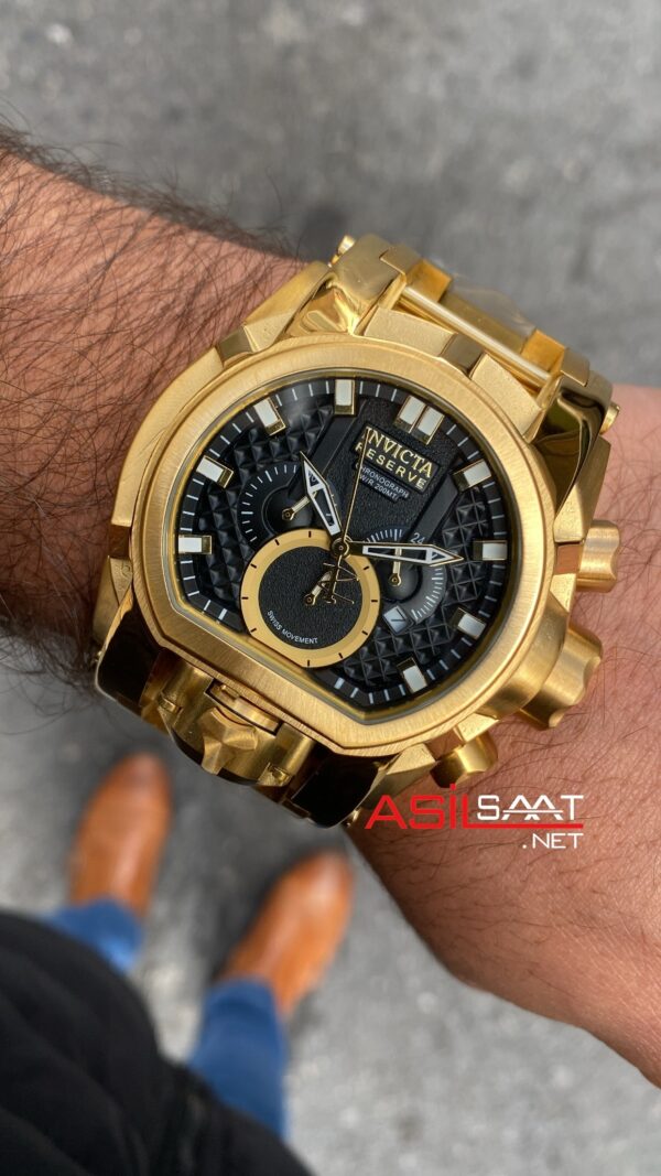 Invicta Magnum Reserve Zeus Bolt Siyah Kadran 52 mm 31553 Gold Replika Saat IMA007