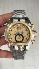 Invicta Magnum Zeus Bolt Reserve Sarı Kadran 52mm Two Tone Gold Replika Saat