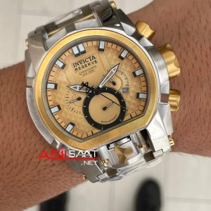 Invicta Magnum Zeus Bolt Reserve Sarı Kadran 52mm Two Tone Gold Replika Saat