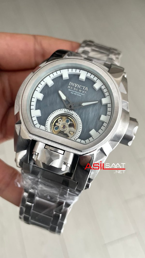 Invicta Magnum Zeus Bolt Reserve Tourbillon 52mm Mavi Sedef Kadran Replika Saat
