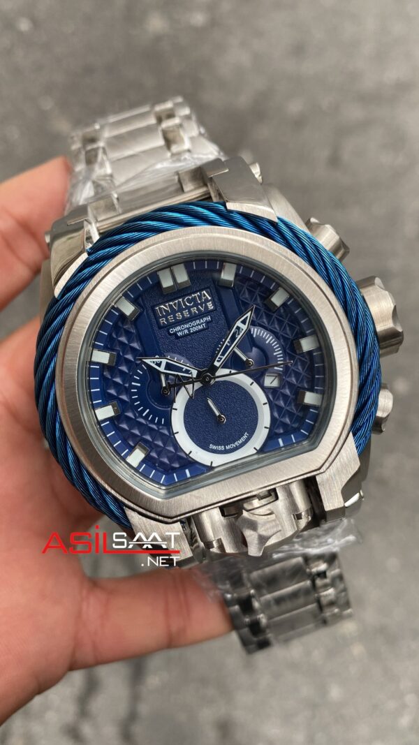 Invicta Reserve Bolt Zeus Magnum Chronograph Mavi Kadran 52 mm Silver Replika Saat IMA010