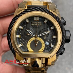 Invicta Reserve Bolt Zeus Magnum Siyah Kadran 52 mm 26680 Gold Replika Saat IMA011