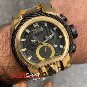 Invicta Reserve Bolt Zeus Magnum Siyah Kadran 52 mm 26680 Gold Replika Saat IMA011