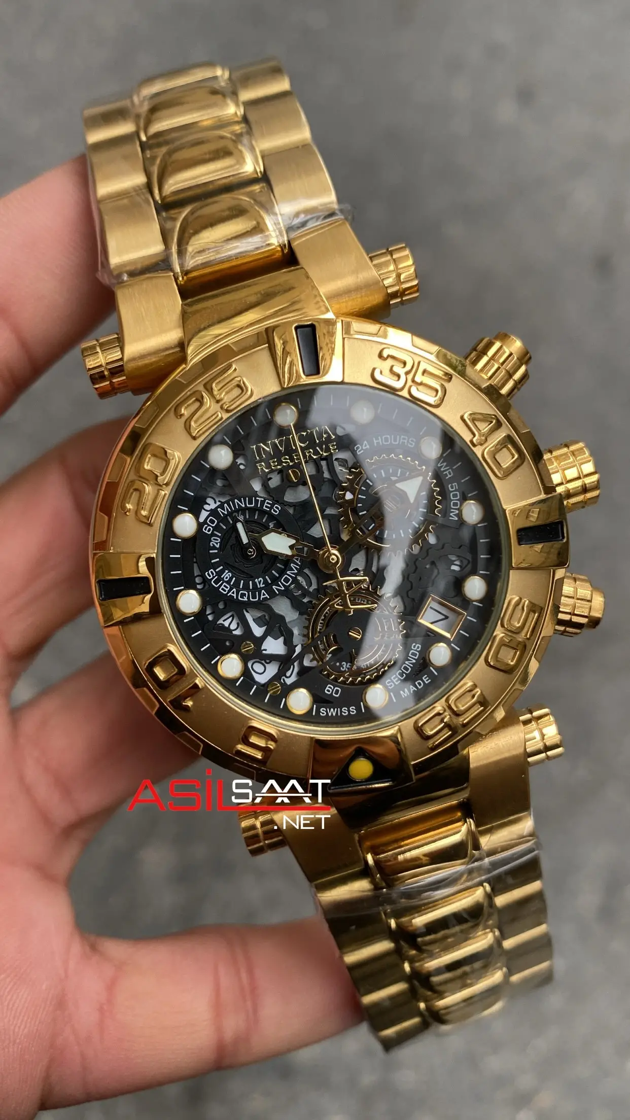 Invicta SubaQua Noma 1 Siyah Kadran 50 mm 15617 Gold Replika Saat ISU003
