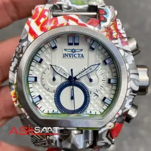 Invicta Bolt Zeus Magnum Graffiti Beyaz Kadran 52 mm 32417 White Replika Saat IMA023