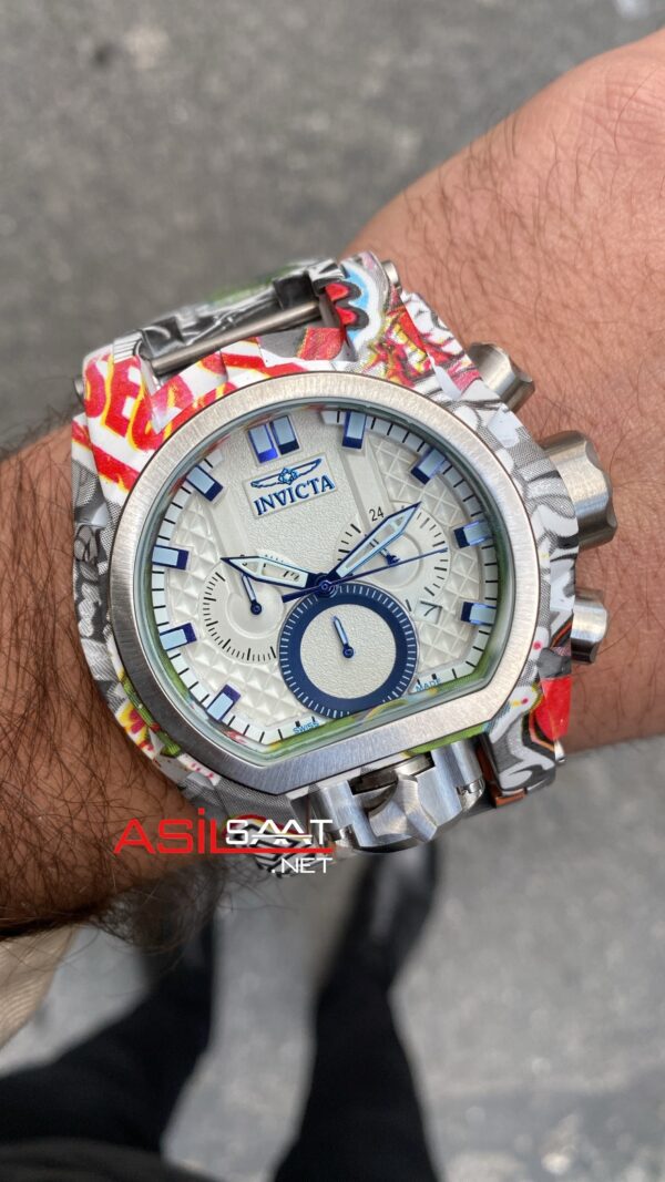 Invicta Bolt Zeus Magnum Graffiti Beyaz Kadran 52 mm 32417 White Replika Saat IMA023