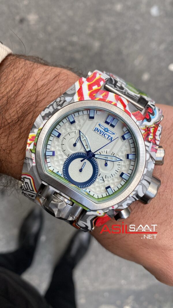 Invicta Bolt Zeus Magnum Graffiti Beyaz Kadran 52 mm 32417 White Replika Saat IMA023