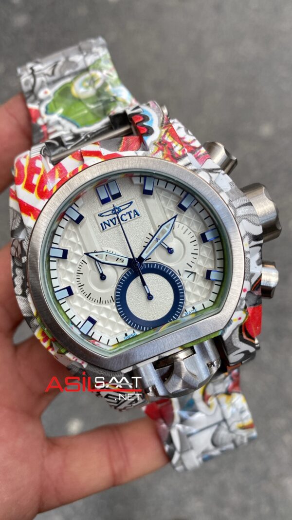 Invicta Bolt Zeus Magnum Graffiti Beyaz Kadran 52 mm 32417 White Replika Saat IMA023