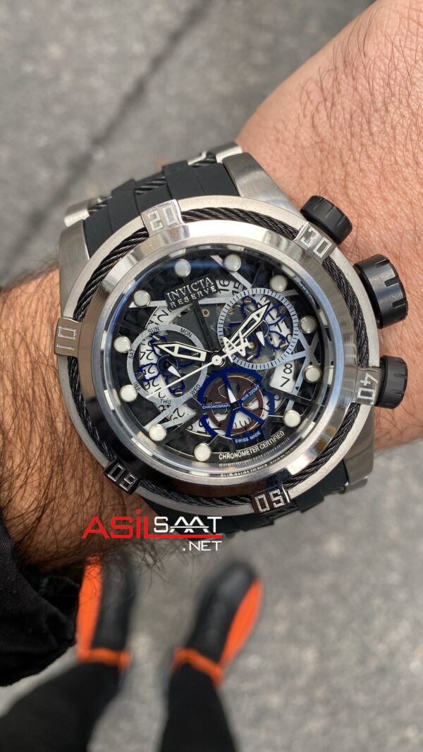 Invicta Bolt Zeus Siyah Kadran 53 mm Black Silver Replika Saat IBZ010