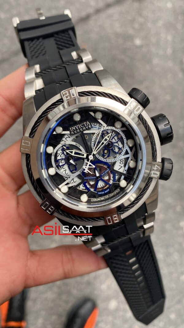 Invicta Bolt Zeus Siyah Kadran 53 mm Black Silver Replika Saat IBZ010