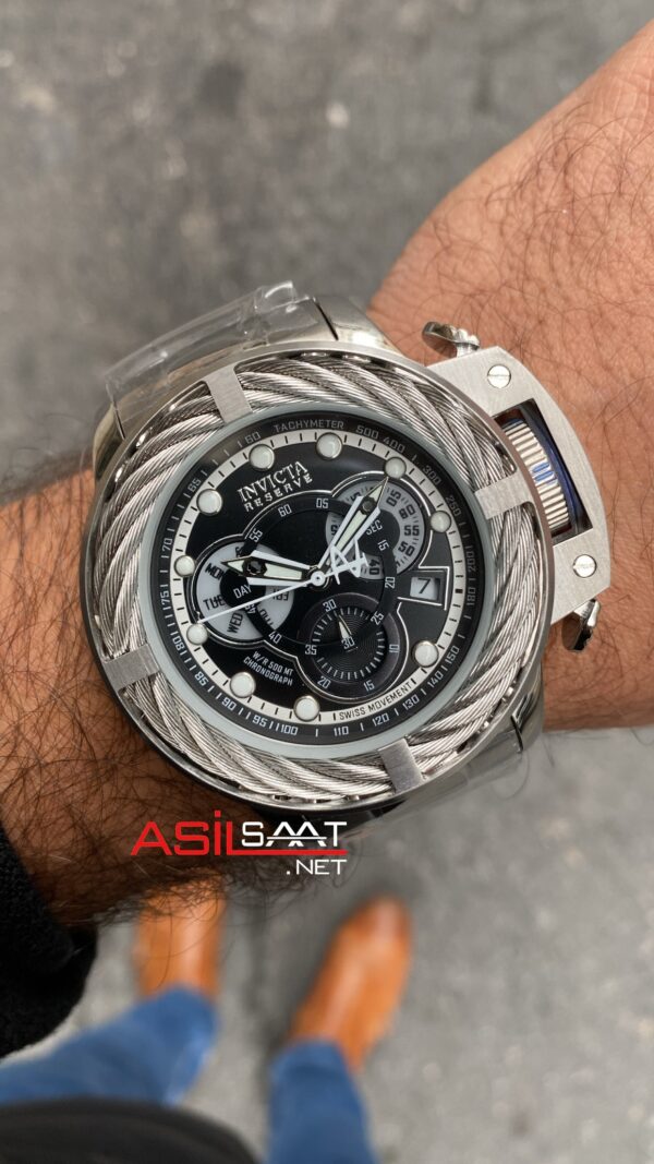 Invicta Force Hybrid Reserve Siyah Kadran 52 mm Silver Replika Saat IFH001