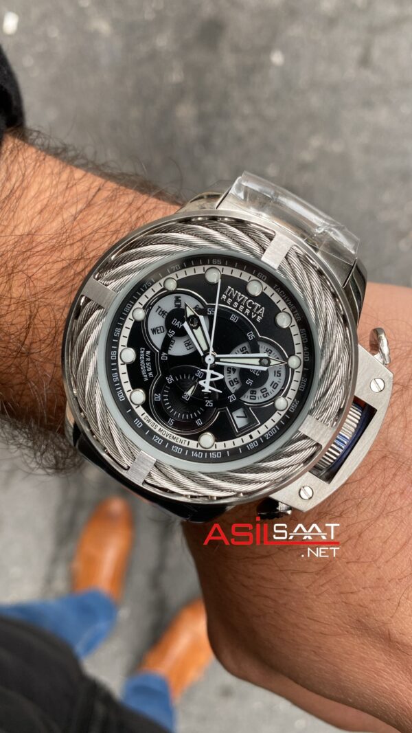 Invicta Force Hybrid Reserve Siyah Kadran 52 mm Silver Replika Saat IFH001