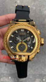 Invicta Magnum Reserve Bolt Zeus 52 mm Siyah Kadran 26447 Gold Replika Saat IMA020