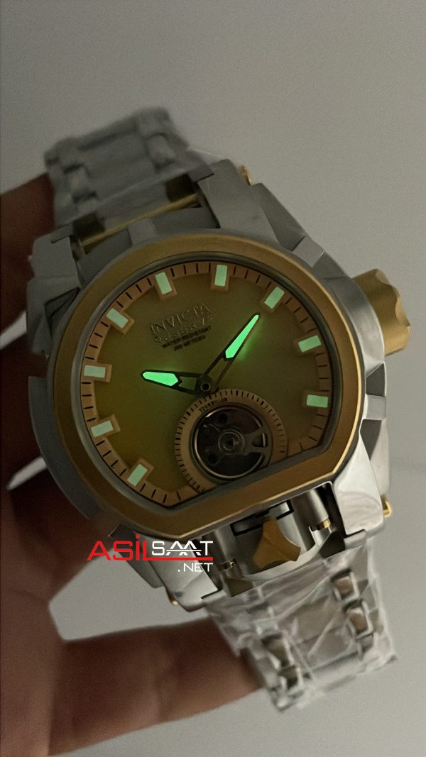 Invicta Magnum Zeus Bolt Reserve Champagne Tourbillon Two Tone Gold 52mm Replika Saat