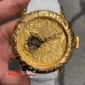 Invicta S1 Rally Empire Dragon Tourbillon Sarı Kadran 50 mm 25083 White Gold Replika Saat ISD003