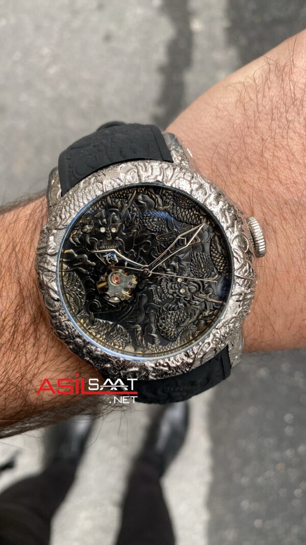 Invicta S1 Rally Empire Dragon Tourbillon Siyah Kadran 50 mm 25080 Silver Replika Saat ISD001