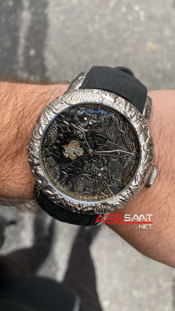 Invicta S1 Rally Empire Dragon Tourbillon Siyah Kadran 50 mm 25080 Silver Replika Saat ISD001