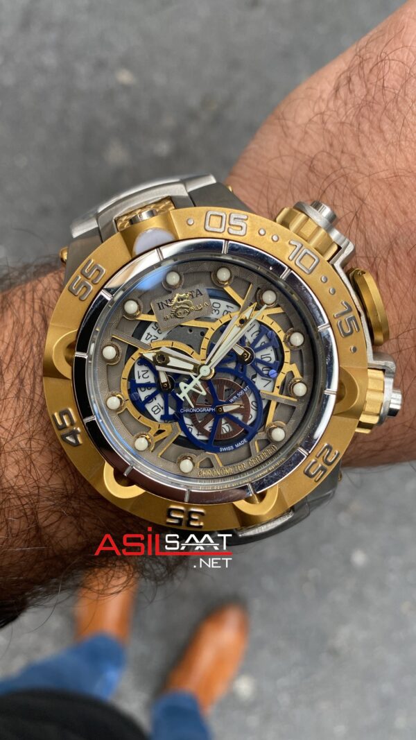 Invicta Subaqua Noma 5 Chronograph 52 mm Silver Gold Replika Saat ISB002