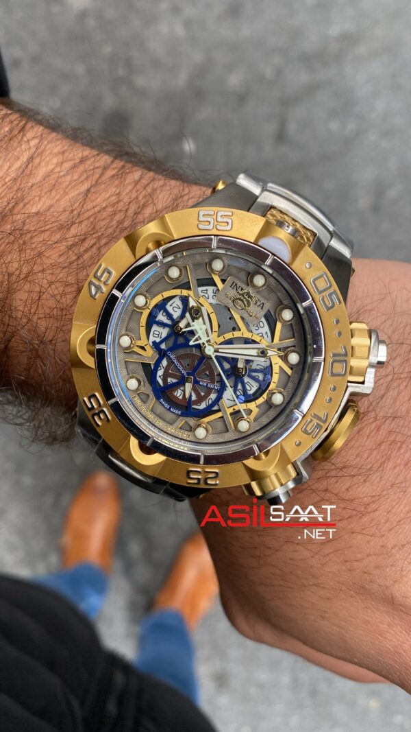 Invicta Subaqua Noma 5 Chronograph 52 mm Silver Gold Replika Saat ISB002