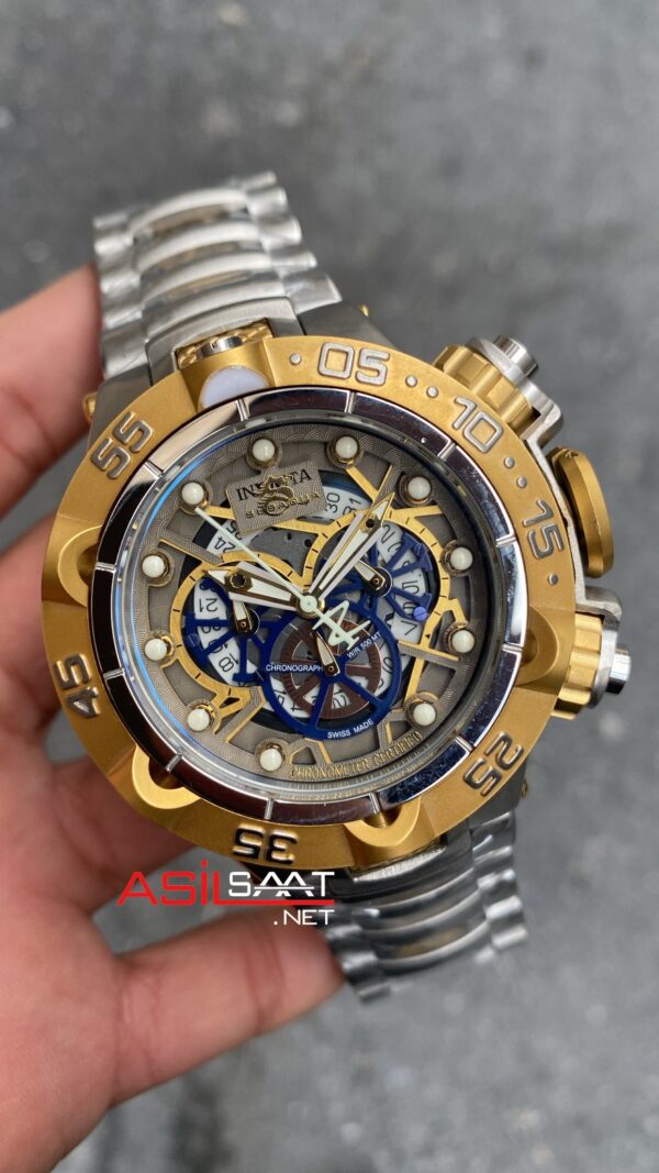 Invicta Subaqua Noma 5 Chronograph 52 mm Silver Gold Replika Saat ISB002
