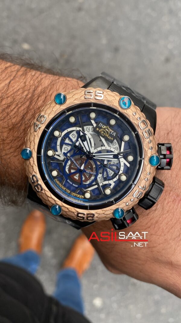 Invicta SubaQua Noma 6 Jason Taylor Siyah Kadran 52 mm 25302 Black Rosegold Replika Saat ISN003