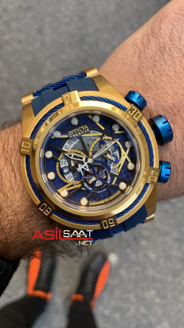 Invicta Zeus Bolt Mavi Kadran 53 mm Blue Gold Replika Saat IBZ014