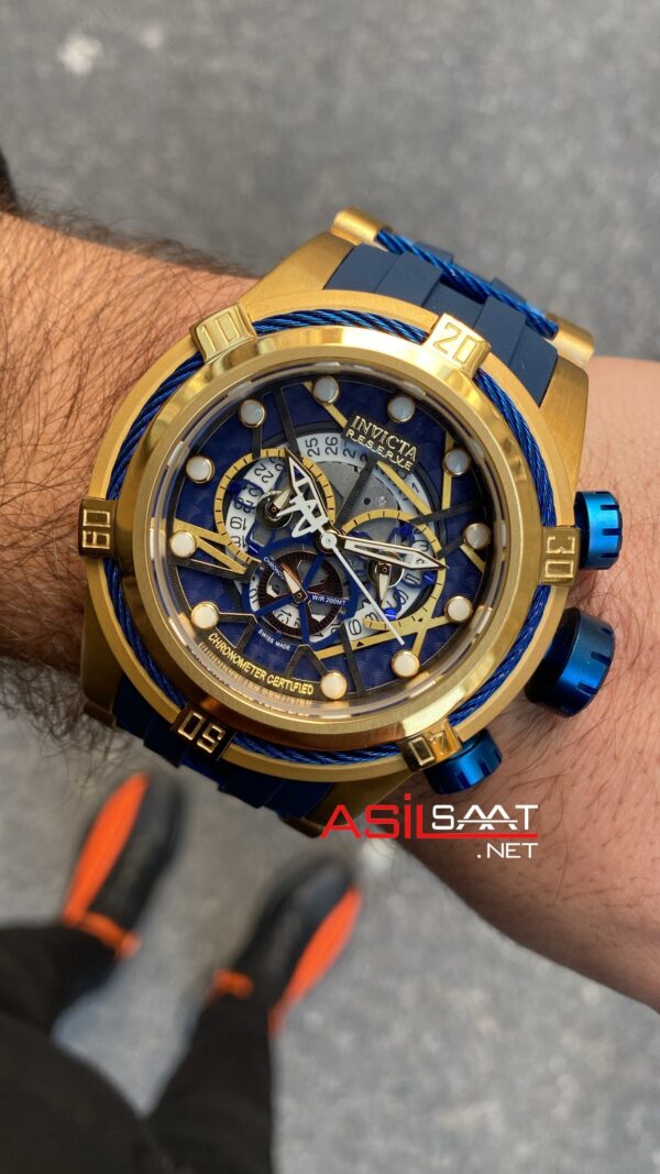 Invicta Zeus Bolt Mavi Kadran 53 mm Blue Gold Replika Saat IBZ014