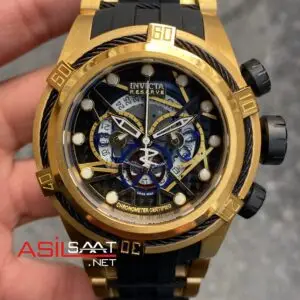 Invicta Zeus Bolt Siyah Kadran 53 mm Black Gold Silver Replika Saat IBZ012