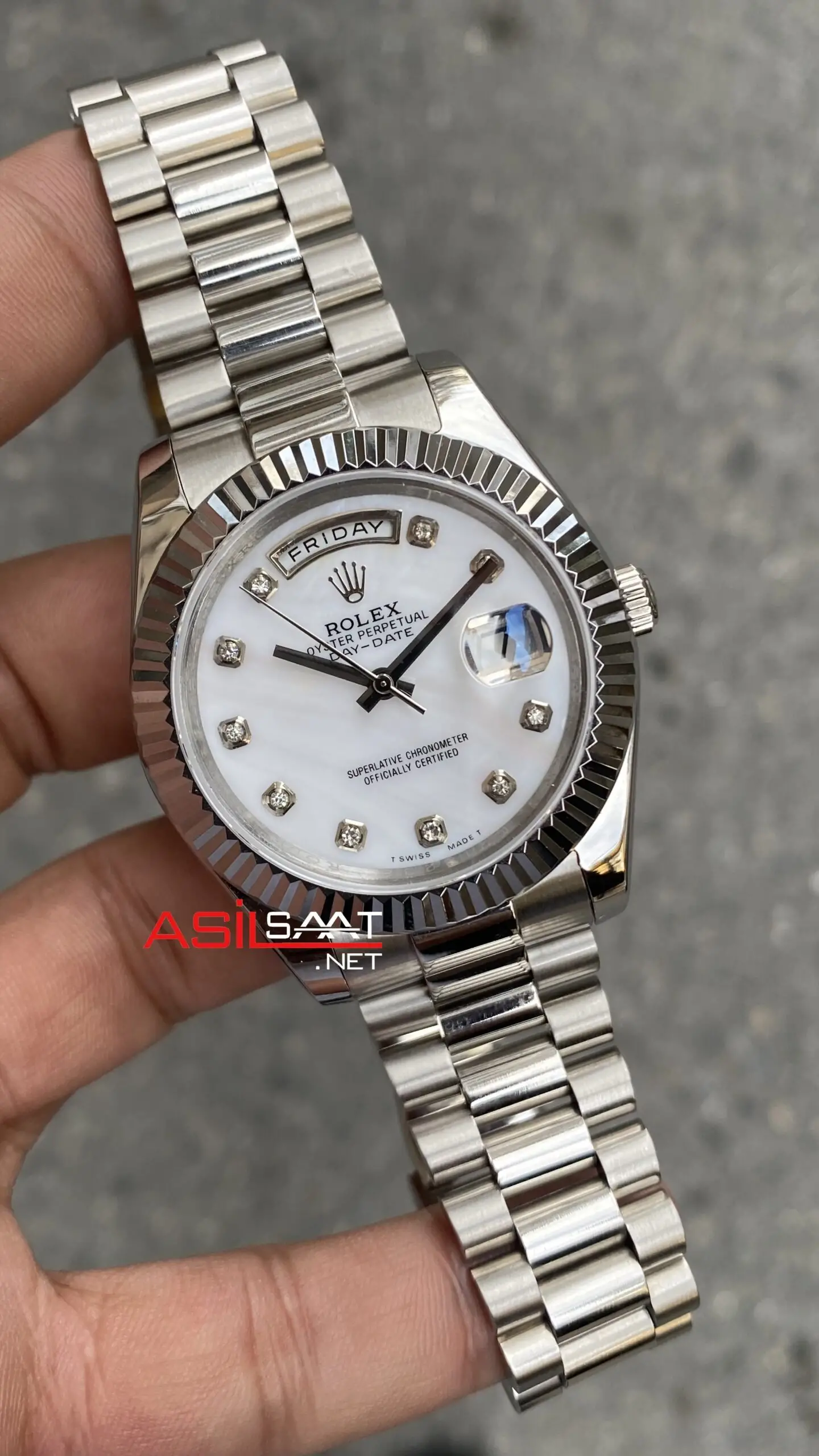 Rolex day date silver price on sale