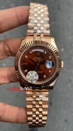 Rolex Day-Date Chocolate Diamond 40 mm 128235 Rosegold Replika Saat ROLDD031